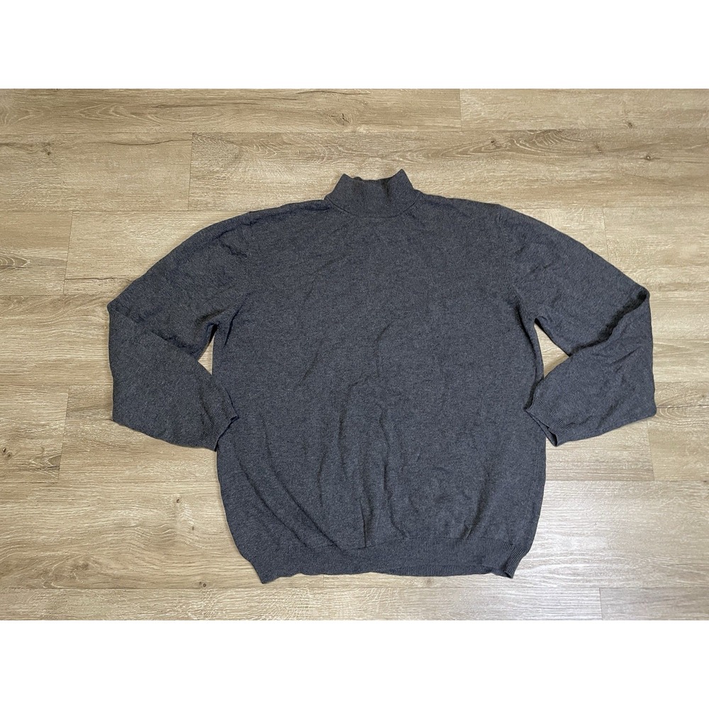 Cherokee Vtg Y2k Mock Neck Sweater Mens Sz L Gray Ribbed 90s Minimal Capsule